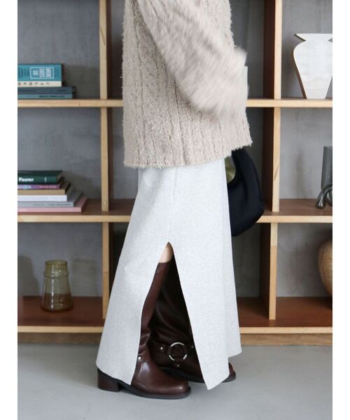 Ungrid（アングリッド）の「サイドスリットリブニットスカート（スカート・レディース・ライトグレー/パープル/グレー・FREE）」の18枚目の写真