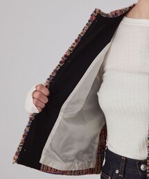 超美品　macphee ノーカラージャケット モスライクステッチ クルーネックジャケット（ノーカラー