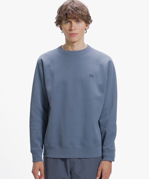 LACOSTE(ラコステ)の「ワントーンクルーネック 鹿の子ニット / 鹿の子スウェット(スウェット・メンズ・オフホワイト/ダークグリーン/ダークネイビー/ライトブルー/ブラック/ダークブラウン/グレー/ブラウン/ダークグレー・3/4/5/2/6)」の4枚目の写真