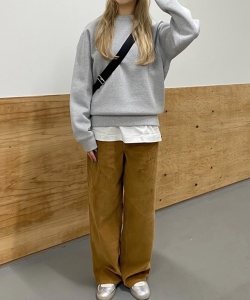 ワントーンクルーネック 鹿の子ニット / 鹿の子スウェット トレーナー