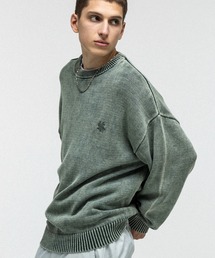 ILL'S（イルズ）の「【新色追加】 ヴィンテージライク ピグメント加工 ビッグシルエット ワンポイント刺繍  レトロプルオーバーニット ユニセックス（ニット/セーター）」