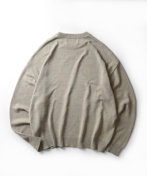 ILL'S(イルズ)の「【新色追加】 ヴィンテージライク ピグメント加工 ビッグシルエット ワンポイント刺繍 レトロプルオーバーニット ユニセックス(ニット/セーター・メンズ・チャコールグレー/ベージュ/オレンジ/ネイビー/カーキ/グレー・M/L)」の22枚目の写真