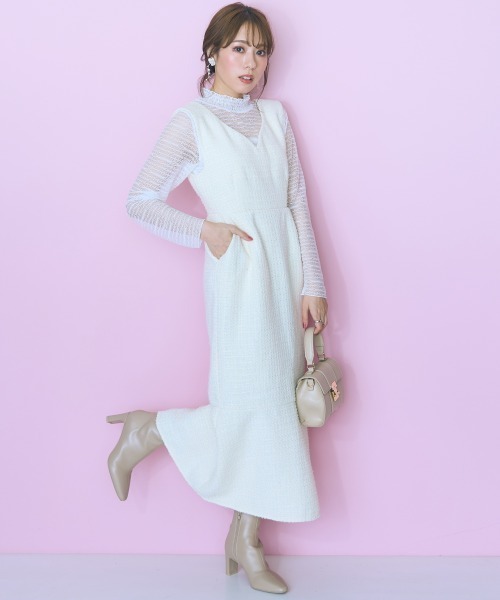 marun(マルン)の「<大きいサイズ> レーストップス marun(Tシャツ/カットソー・レディース・ピンク/オフホワイト/ブラック・4L/3L/LL/L/5L)」の8枚目の写真