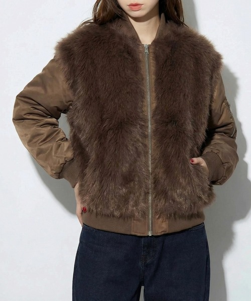MAISON BREEZE reveur(メゾンブリーズレヴール)の「【MAISON BREEZE reveur】ファーシャギーMA-1 ブルゾン 224016 trc(MA-1・レディース・ブラック/チャコールグレー/カーキ/ブラウン・FREE)」の3枚目の写真