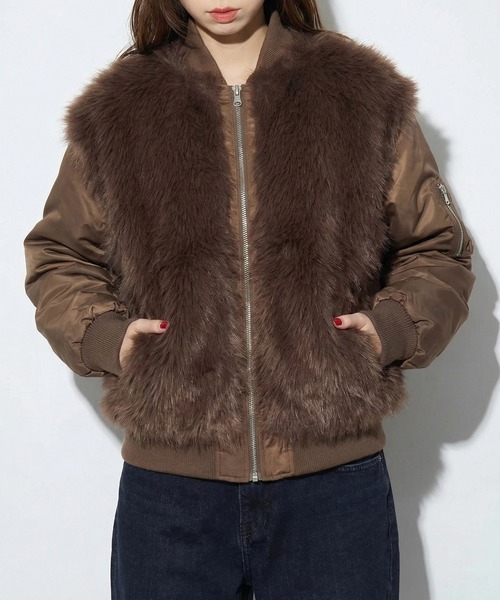 MAISON BREEZE reveur(メゾンブリーズレヴール)の「【MAISON BREEZE reveur】ファーシャギーMA-1 ブルゾン 224016 trc(MA-1・レディース・ブラック/チャコールグレー/カーキ/ブラウン・FREE)」の16枚目の写真