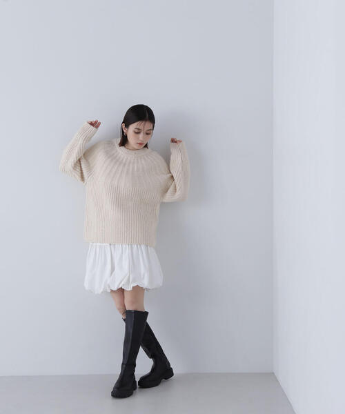 NATURAL BEAUTY BASIC（ナチュラルビューティーベーシック）の「◇バルーンミニスカート（スカート・レディース・ブラック/オフホワイト/ベージュ・SMALL/MEDIUM）」の6枚目の写真