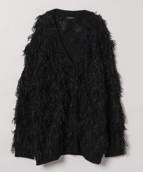 JEANASIS（ジーナシス）の「フリンジジャガードライトオーバーカーディガン/152516（カーディガン/ボレロ・レディース・ブラック/グレー系その他・FREE）」の2枚目の写真