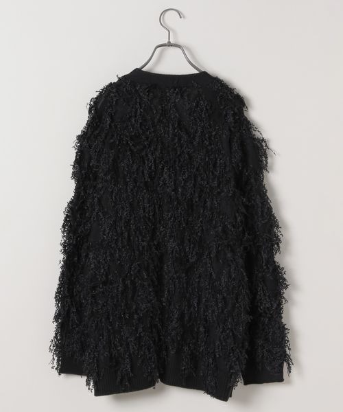 JEANASIS（ジーナシス）の「フリンジジャガードライトオーバーカーディガン/152516（カーディガン/ボレロ・レディース・ブラック/グレー系その他・FREE）」の3枚目の写真