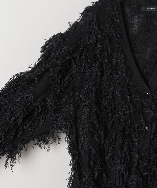 JEANASIS（ジーナシス）の「フリンジジャガードライトオーバーカーディガン/152516（カーディガン/ボレロ・レディース・ブラック/グレー系その他・FREE）」の5枚目の写真