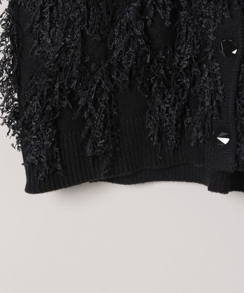 JEANASIS（ジーナシス）の「フリンジジャガードライトオーバーカーディガン/152516（カーディガン/ボレロ・レディース・ブラック/グレー系その他・FREE）」の7枚目の写真