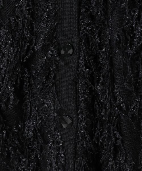 JEANASIS（ジーナシス）の「フリンジジャガードライトオーバーカーディガン/152516（カーディガン/ボレロ・レディース・ブラック/グレー系その他・FREE）」の9枚目の写真