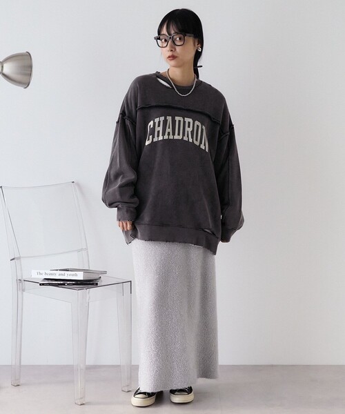 FREAK'S STORE（フリークスストア）の「パウダー加工 ロゴスウェット（スウェット・レディース・チャコール/ブルー/オフホワイト・ﾌﾘ-）」の7枚目の写真