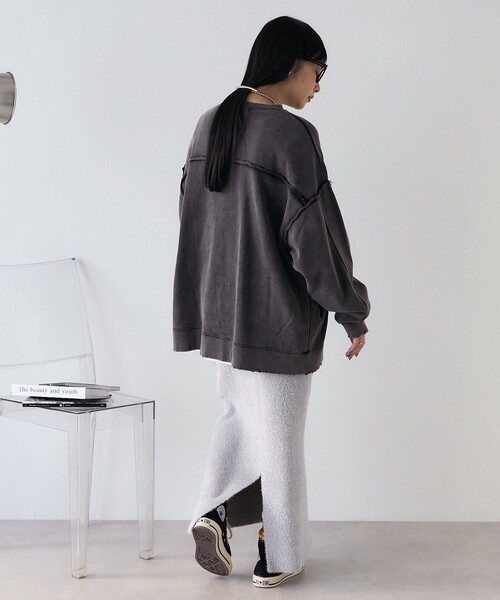 FREAK'S STORE（フリークスストア）の「パウダー加工 ロゴスウェット（スウェット・レディース・チャコール/ブルー/オフホワイト・ﾌﾘ-）」の9枚目の写真