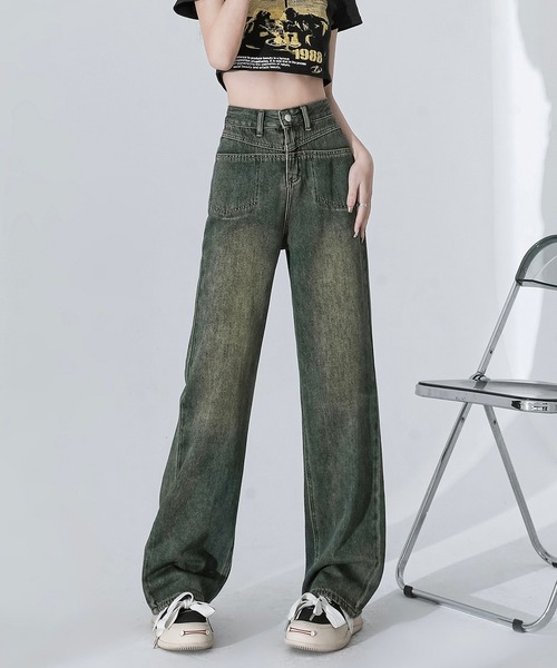 aimoha（アイモハ）の「【Aimohaルーズストレートジーンズ（デニムパンツ・レディース・グレー/ブルー・SMALL/MEDIUM/LARGE）」の5枚目の写真