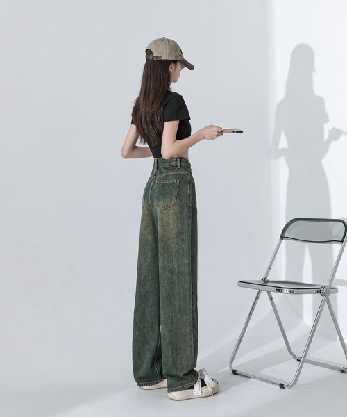 aimoha（アイモハ）の「【Aimohaルーズストレートジーンズ（デニムパンツ・レディース・グレー/ブルー・SMALL/MEDIUM/LARGE）」の6枚目の写真
