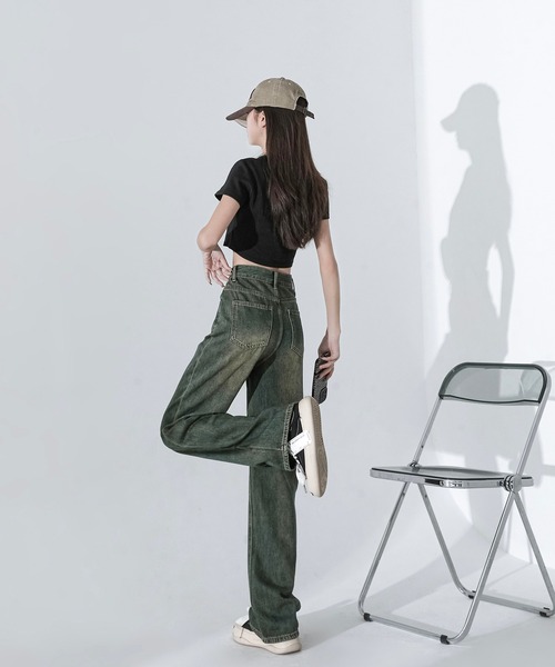 aimoha（アイモハ）の「【Aimohaルーズストレートジーンズ（デニムパンツ・レディース・グレー/ブルー・SMALL/MEDIUM/LARGE）」の7枚目の写真