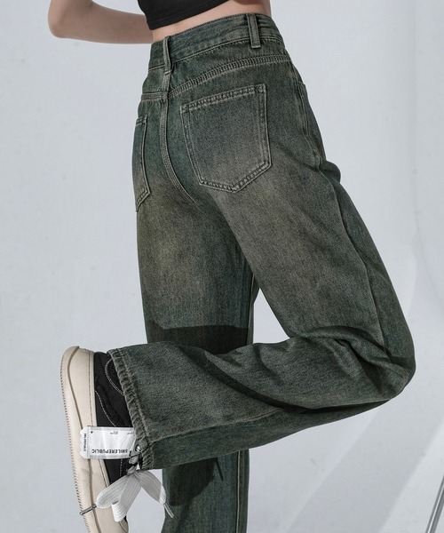 aimoha（アイモハ）の「【Aimohaルーズストレートジーンズ（デニムパンツ・レディース・グレー/ブルー・SMALL/MEDIUM/LARGE）」の8枚目の写真