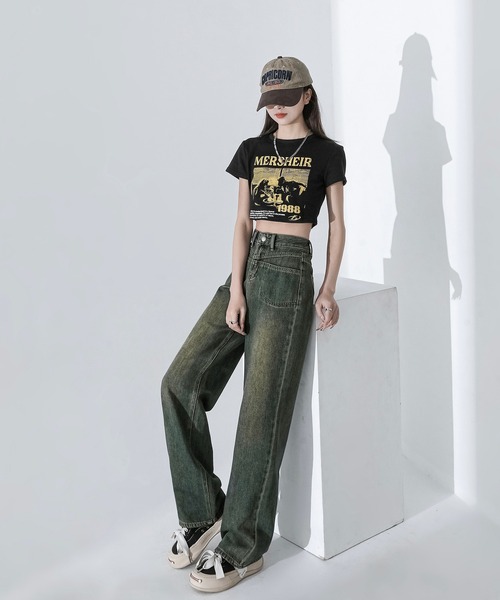 aimoha（アイモハ）の「【Aimohaルーズストレートジーンズ（デニムパンツ・レディース・グレー/ブルー・SMALL/MEDIUM/LARGE）」の9枚目の写真