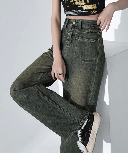 aimoha（アイモハ）の「【Aimohaルーズストレートジーンズ（デニムパンツ・レディース・グレー/ブルー・SMALL/MEDIUM/LARGE）」の10枚目の写真