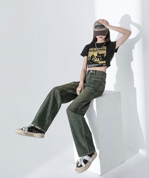 aimoha（アイモハ）の「【Aimohaルーズストレートジーンズ（デニムパンツ・レディース・グレー/ブルー・SMALL/MEDIUM/LARGE）」の11枚目の写真