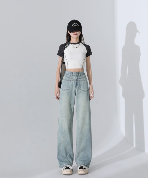 aimoha（アイモハ）の「【Aimohaルーズストレートジーンズ（デニムパンツ・レディース・グレー/ブルー・SMALL/MEDIUM/LARGE）」の12枚目の写真
