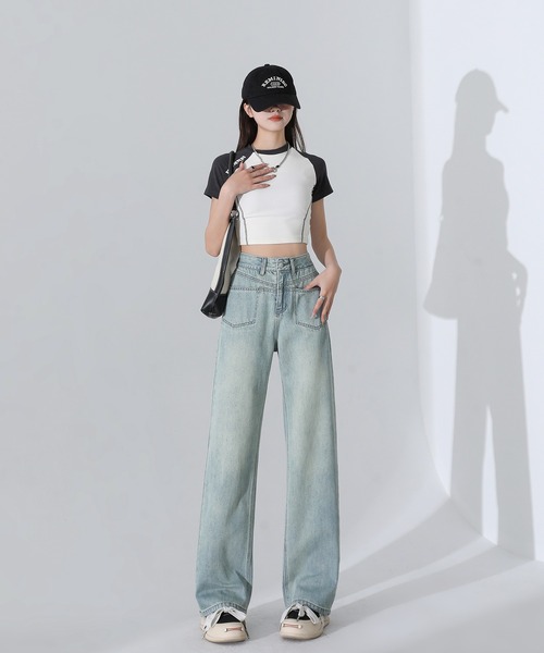 aimoha（アイモハ）の「【Aimohaルーズストレートジーンズ（デニムパンツ・レディース・グレー/ブルー・SMALL/MEDIUM/LARGE）」の13枚目の写真