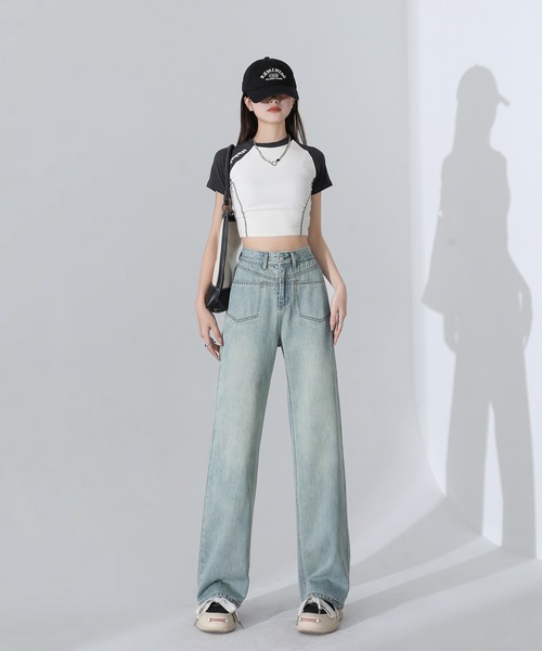 aimoha（アイモハ）の「【Aimohaルーズストレートジーンズ（デニムパンツ・レディース・グレー/ブルー・SMALL/MEDIUM/LARGE）」の14枚目の写真