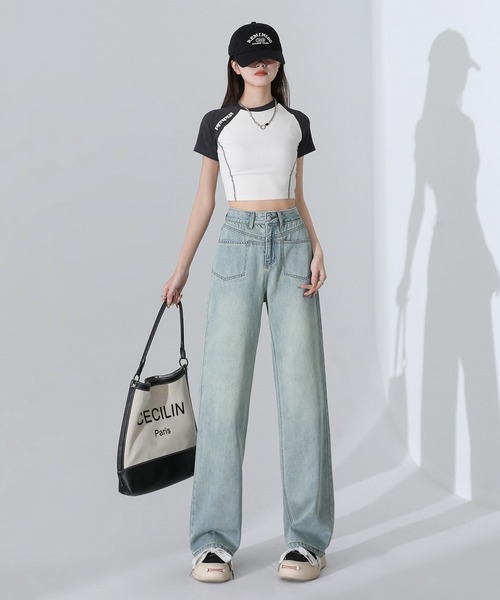 aimoha（アイモハ）の「【Aimohaルーズストレートジーンズ（デニムパンツ・レディース・グレー/ブルー・SMALL/MEDIUM/LARGE）」の15枚目の写真