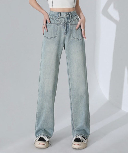 aimoha（アイモハ）の「【Aimohaルーズストレートジーンズ（デニムパンツ・レディース・グレー/ブルー・SMALL/MEDIUM/LARGE）」の16枚目の写真