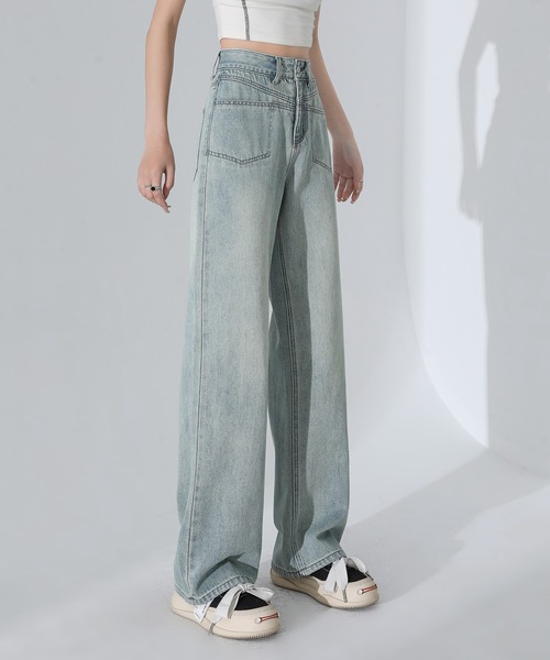 aimoha（アイモハ）の「【Aimohaルーズストレートジーンズ（デニムパンツ・レディース・グレー/ブルー・SMALL/MEDIUM/LARGE）」の17枚目の写真