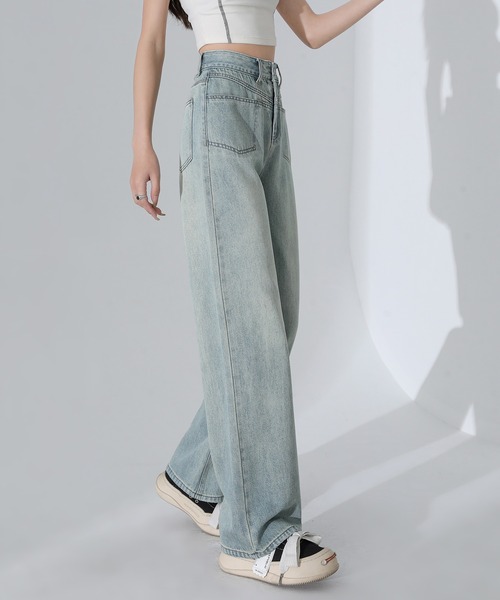 aimoha（アイモハ）の「【Aimohaルーズストレートジーンズ（デニムパンツ・レディース・グレー/ブルー・SMALL/MEDIUM/LARGE）」の18枚目の写真
