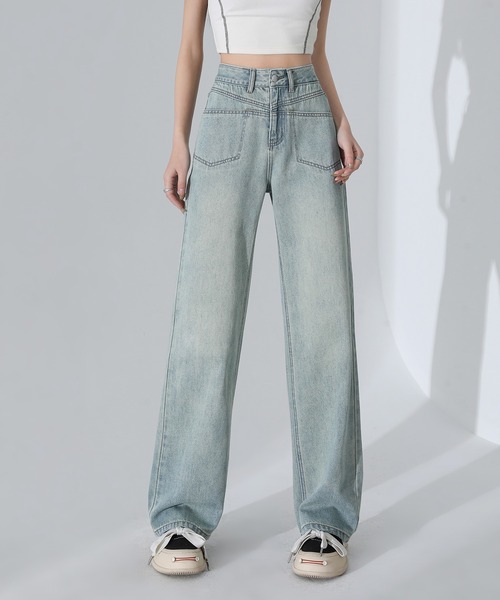 aimoha（アイモハ）の「【Aimohaルーズストレートジーンズ（デニムパンツ・レディース・グレー/ブルー・SMALL/MEDIUM/LARGE）」の19枚目の写真
