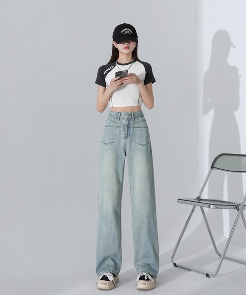 aimoha（アイモハ）の「【Aimohaルーズストレートジーンズ（デニムパンツ・レディース・グレー/ブルー・SMALL/MEDIUM/LARGE）」の21枚目の写真