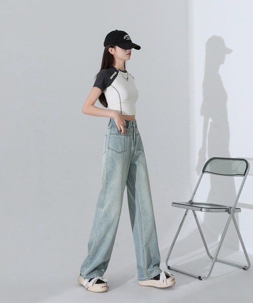 aimoha（アイモハ）の「【Aimohaルーズストレートジーンズ（デニムパンツ・レディース・グレー/ブルー・SMALL/MEDIUM/LARGE）」の22枚目の写真