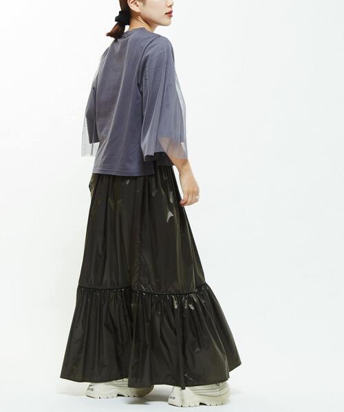 CONVERSE TOKYO(コンバーストウキョウ)の「TULLE DOCKING TEE(Tシャツ/カットソー・レディース・ブラック/ピンク/ブルー・FREE)」の6枚目の写真