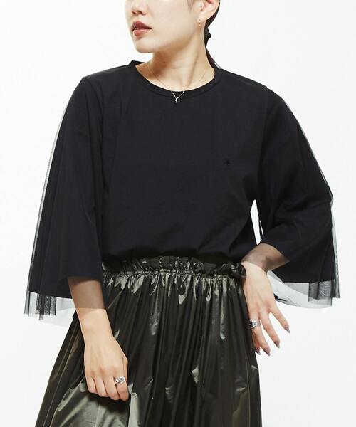 CONVERSE TOKYO(コンバーストウキョウ)の「TULLE DOCKING TEE(Tシャツ/カットソー・レディース・ブラック/ピンク/ブルー・FREE)」の9枚目の写真