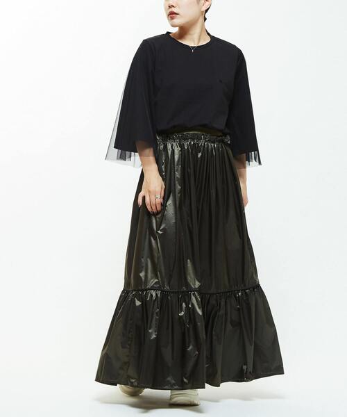 CONVERSE TOKYO(コンバーストウキョウ)の「TULLE DOCKING TEE(Tシャツ/カットソー・レディース・ブラック/ピンク/ブルー・FREE)」の11枚目の写真