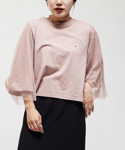 CONVERSE TOKYO(コンバーストウキョウ)の「TULLE DOCKING TEE(Tシャツ/カットソー・レディース・ブラック/ピンク/ブルー・FREE)」の13枚目の写真