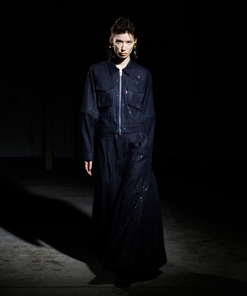 NON TOKYO(ノントーキョー)の「LAME DENIM JACKET(デニムジャケット・レディース・インディゴブルー/グリーン/ブラック・FREE)」の4枚目の写真