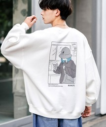 KANGOL カンゴール 別注コラボ カンガールプリント裏起毛クルーネックスウェットトレーナー
