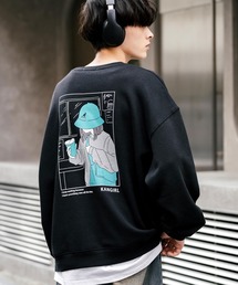 KANGOL カンゴール 別注コラボ カンガールプリント裏起毛クルーネックスウェットトレーナー