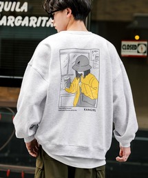 KANGOL カンゴール 別注コラボ カンガールプリント裏起毛クルーネックスウェットトレーナー