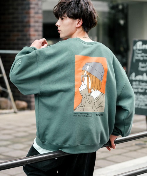 KANGOL(カンゴール)の「KANGOL カンゴール 別注コラボ カンガールプリント裏起毛クルーネックスウェットトレーナー(スウェット・メンズ・ピンク/ホワイト/グリーン系/ピンク系/ブラック系/ブルー系/ブルーグリーン/ブラック/ホワイト系/アッシュ/ブルー/グレー系・M/L/XL)」の9枚目の写真