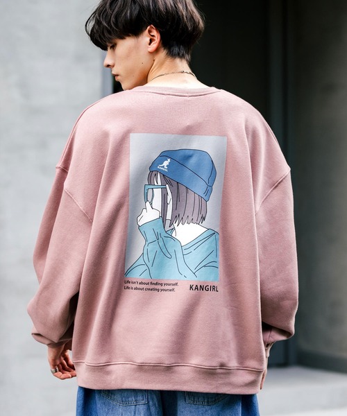 KANGOL(カンゴール)の「KANGOL カンゴール 別注コラボ カンガールプリント裏起毛クルーネックスウェットトレーナー(スウェット・メンズ・ピンク/ホワイト/グリーン系/ピンク系/ブラック系/ブルー系/ブルーグリーン/ブラック/ホワイト系/アッシュ/ブルー/グレー系・M/L/XL)」の11枚目の写真