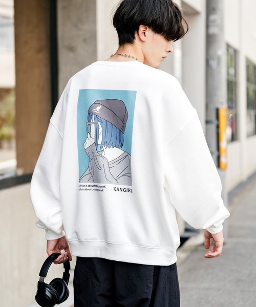 KANGOL(カンゴール)の「KANGOL カンゴール 別注コラボ カンガールプリント裏起毛クルーネックスウェットトレーナー(スウェット・メンズ・ピンク/ホワイト/グリーン系/ピンク系/ブラック系/ブルー系/ブルーグリーン/ブラック/ホワイト系/アッシュ/ブルー/グレー系・M/L/XL)」の13枚目の写真