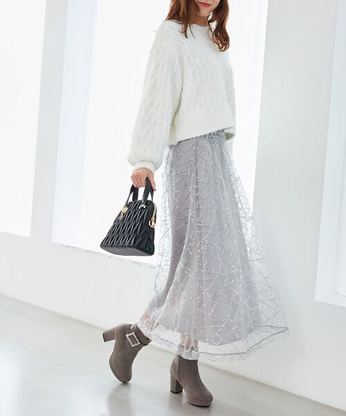 MAJESTIC LEGON（マジェスティックレゴン）の「パールビジューバックルブーツ（ブーツ・レディース・チャコールグレー/ブラック/ブラウン/グレイッシュベージュ・SMALL/MEDIUM/LARGE/X-LARGE）」の8枚目の写真