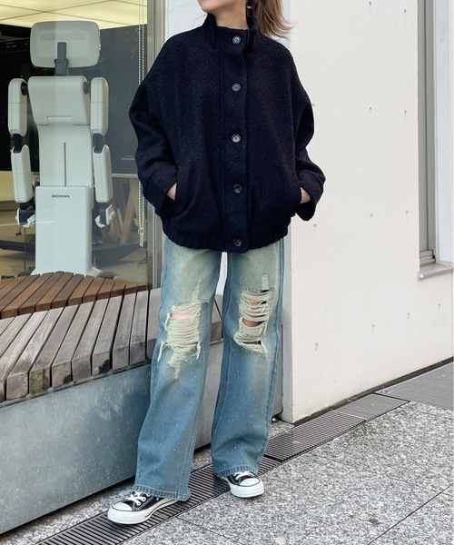 one way（ワンウェイ）の「スタンドカラーブルゾン（ブルゾン・レディース・ホワイト/ブラック/グレー・FREE）」の13枚目の写真