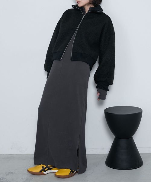le ELMi(ルエルミ)の「Double-zip boucle high-necked blouson / ダブルジップ ブークレ ハイネックブルゾン(ブルゾン・レディース・チャコール/ブラック/アイボリー・FREE)」の20枚目の写真