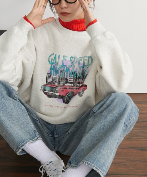 Auntie Rosa Holiday(アンティローザホリデー)の「裏起毛ヴィンテージライクCARスウェット(スウェット・レディース・チャコールグレー/ナチュラル・FREE)」の1枚目の写真