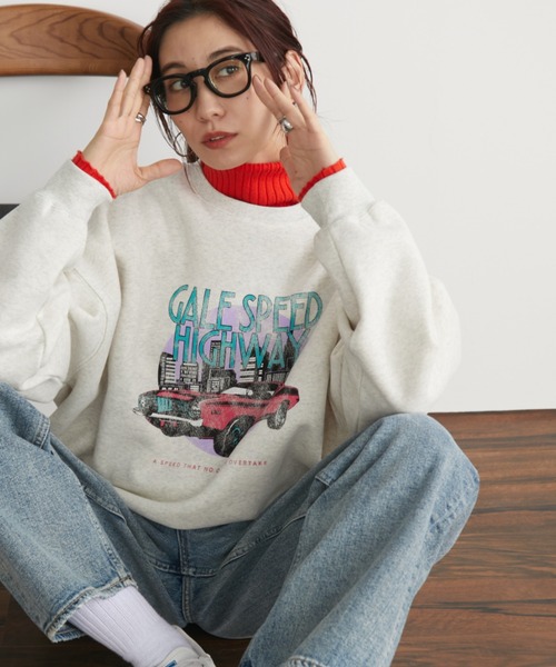 Auntie Rosa Holiday(アンティローザホリデー)の「裏起毛ヴィンテージライクCARスウェット(スウェット・レディース・チャコールグレー/ナチュラル・FREE)」の4枚目の写真